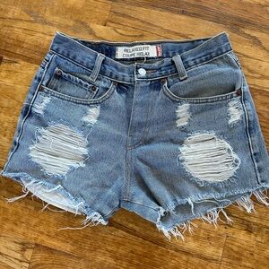 Levi's Blue Distressed Jean Shorts